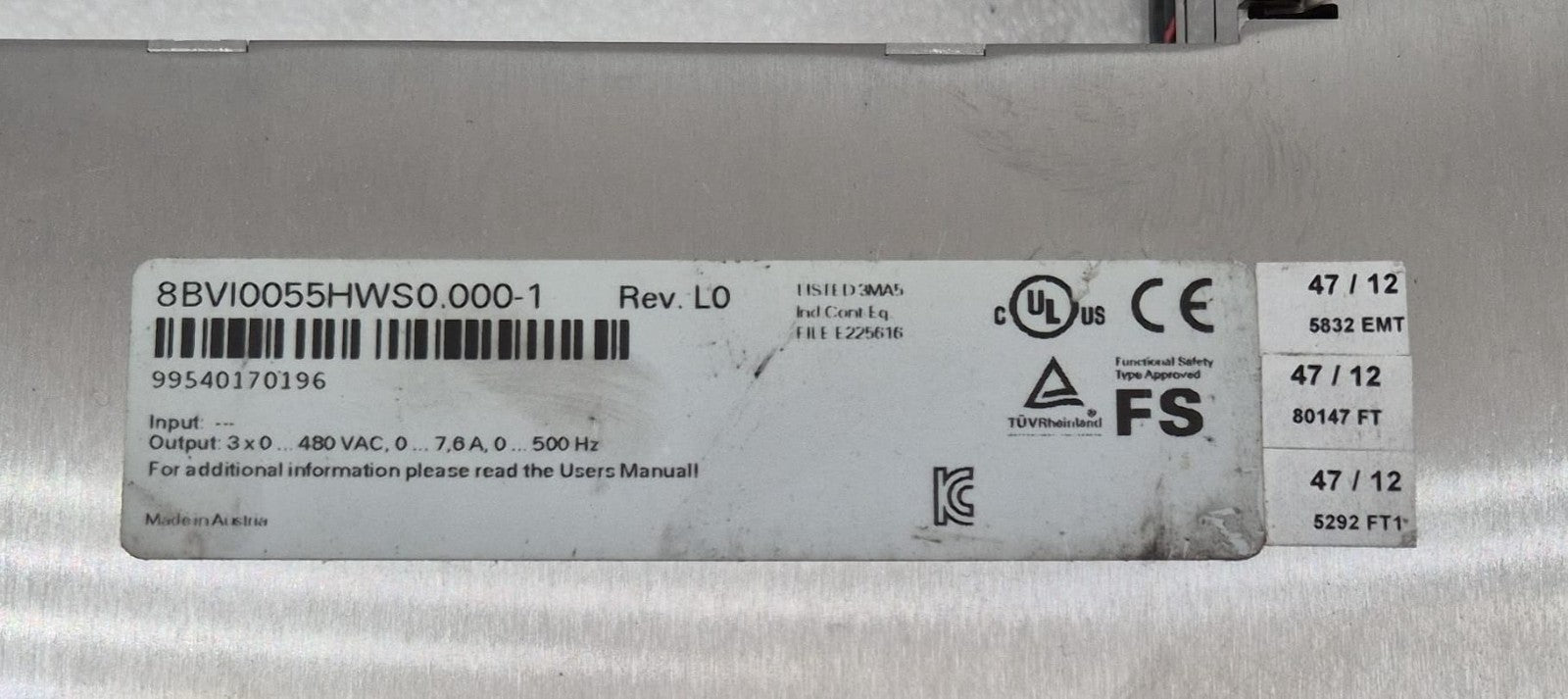 B&R Automation Acopos Multi I0055S 8BVI0055HWS0.000-1 Inverter