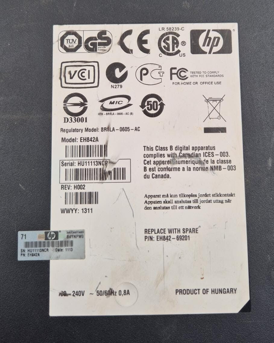 HP StorageWorks LTO3 Ultrium 920 EH842A BRSLA-0605-AC / REPLACE PART EH842-69201