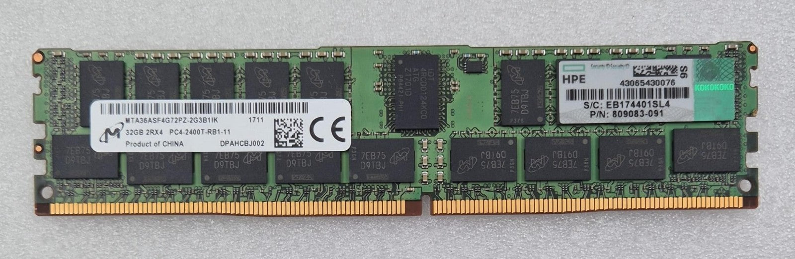 [LOT 8] MICRON 32GB 2RX4 PC4-2400T MTA36ASF4G72PZ-2G3B1IK SERVER MEMORY RAM *HPE
