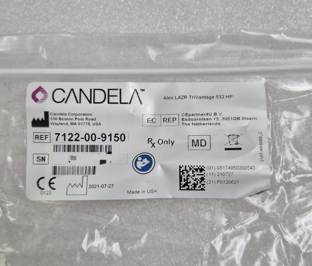 Candela 7122-00-9150 Alex LAZR TriVantage LPL 532 HP handpiece laser Deliver