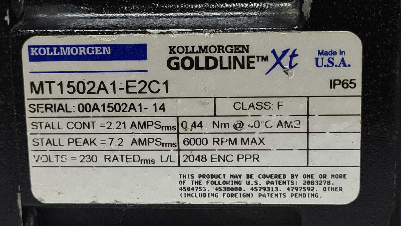 Kollmorgen GoldLine Xt MT1502A1- E2C1 Servo Motor