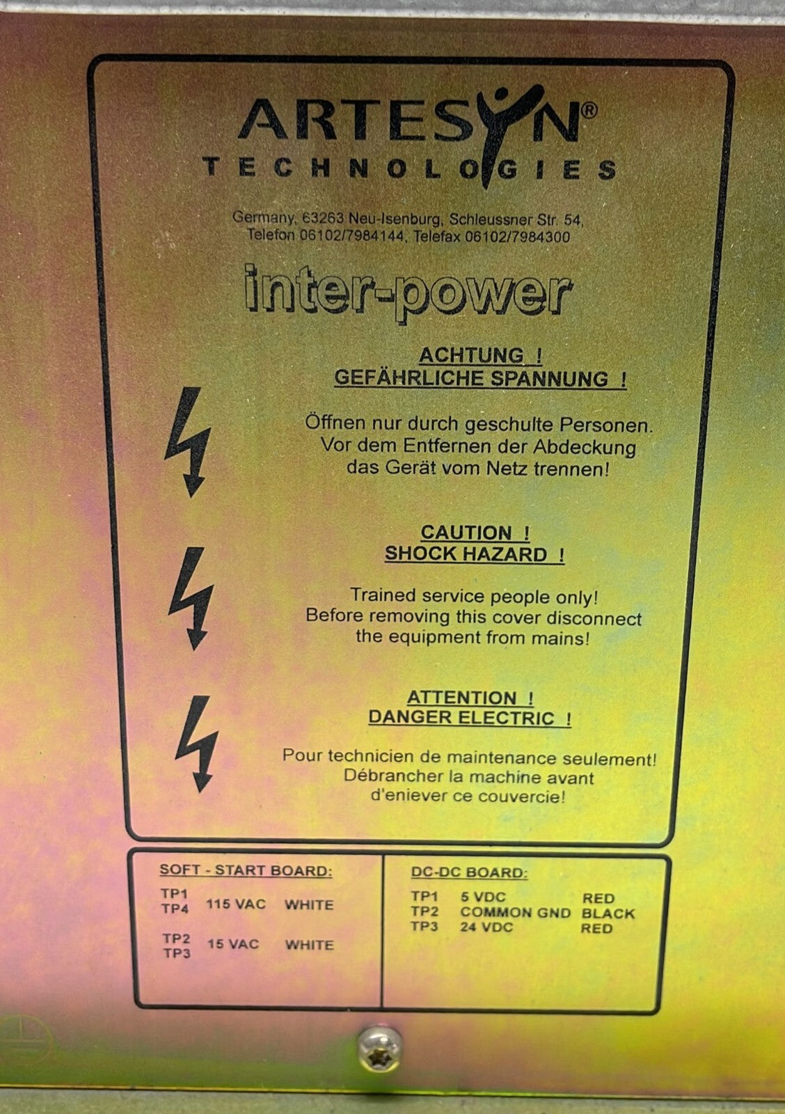 Artesyn Inter Power KAG-SAHA 96.0000.74 KAG/Sa-Ha No. 353663/J&J Sample Handler