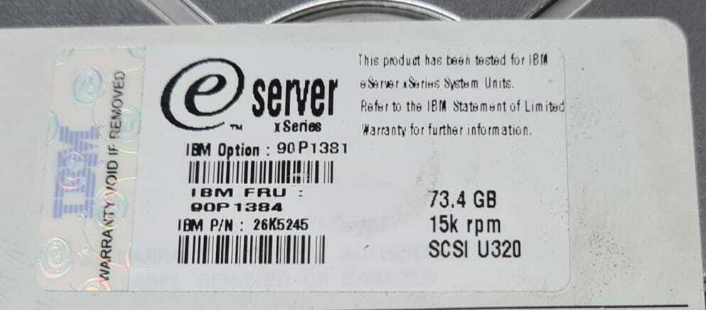 IBM Quantum 8K073J0 26K5245 73.4GB 15k rpm scsi U320  internal drive