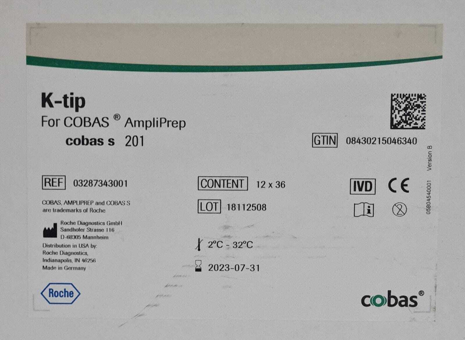 [LOT OF 5] NEW- ROCHE 03287343001 K-tip For COBAS