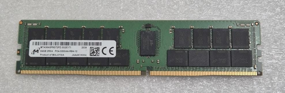 Micron MTA36ASF8G72PZ-3G2E1TI 64GB 2RX4 RDIMM PC4-3200AA Server Memory RAM