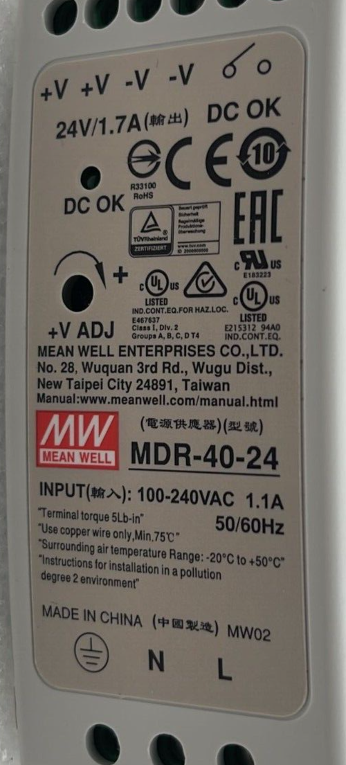 Mean Well MDR-40-24 DIN rail power supply 24V DC 40W industrial AC-DC module