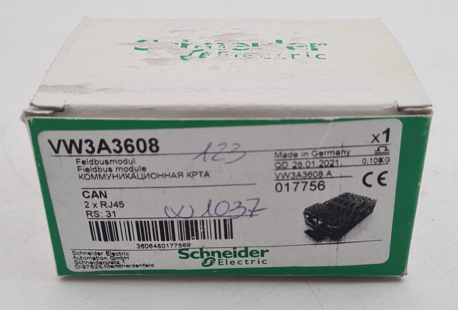 NEW - Schneider Electric VW3A3608 017756 CAN 2xRJ45 Fieldbus module Adapter