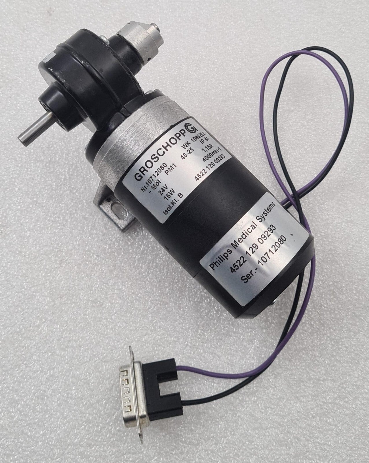 GROSCHOPP WK 1086202 MOT PM1 48-25 ELECTRIC MOTOR 24V for Philips 4522 129 09293