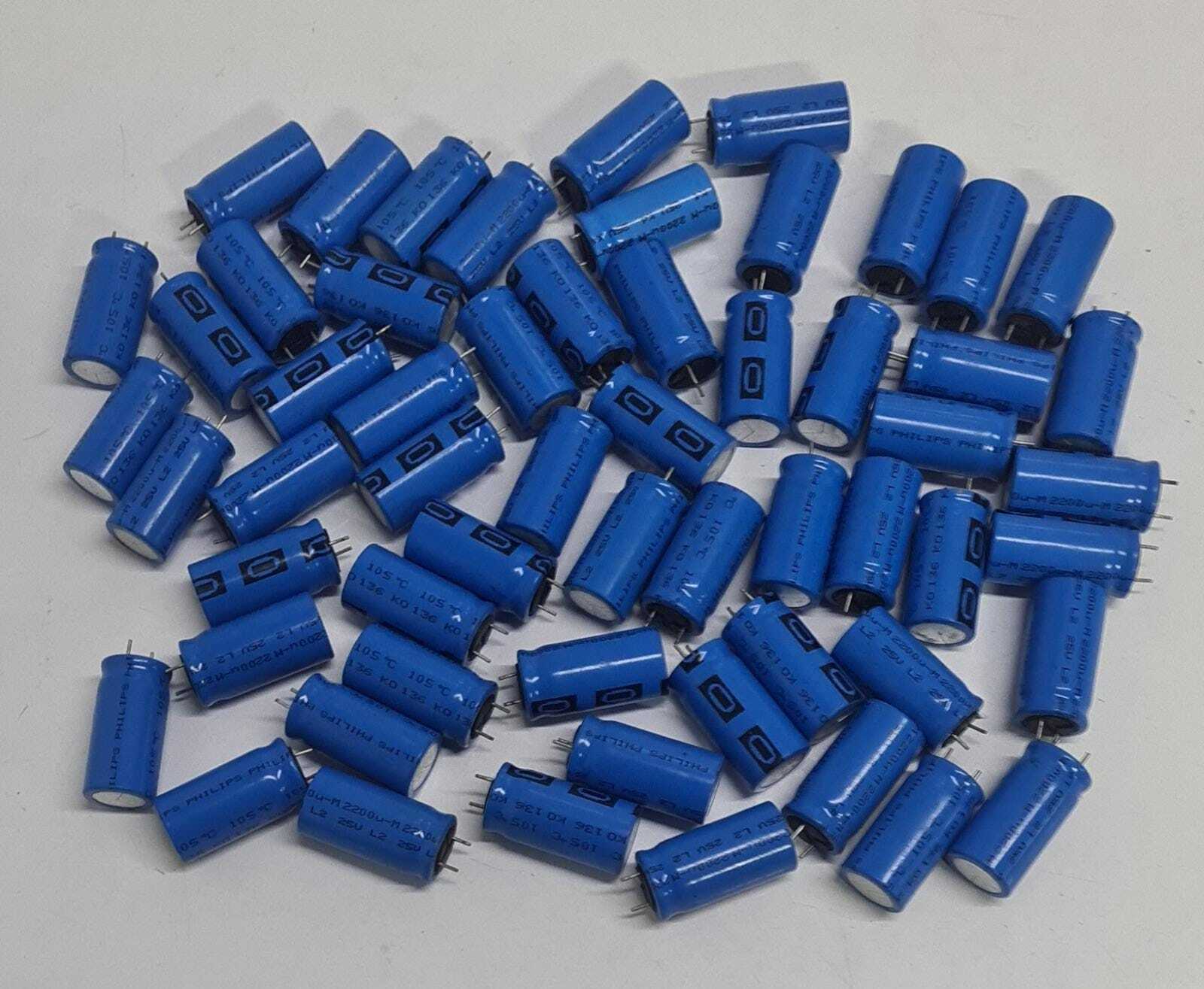 [LOT OF 58] NEW - PHILIPS C136RVI-2200uF 20% 25V L2 Capacitor
