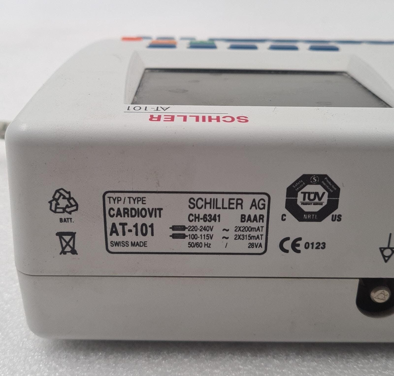 Schiller AT-101 product label and model identification