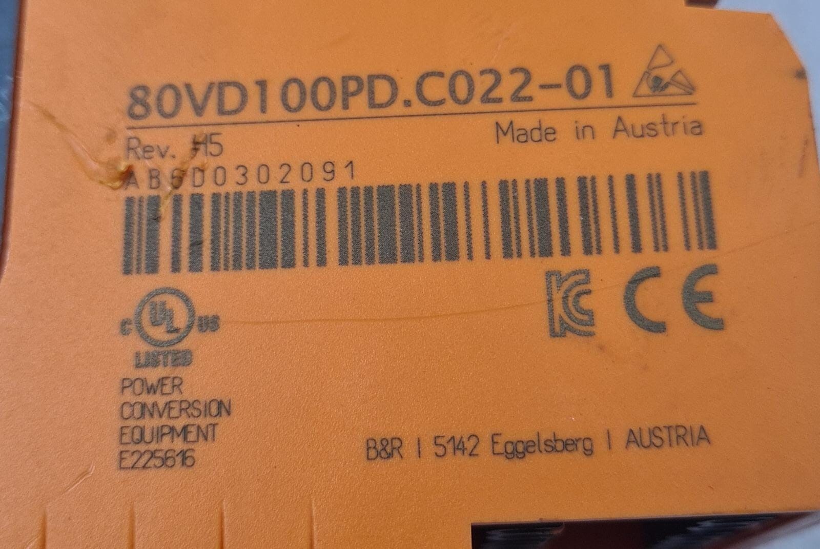 B&R Automation ACOPOS Micro 100D Servo Drive 80VD100PD.C022-01 Rev. H5  **AS-IS