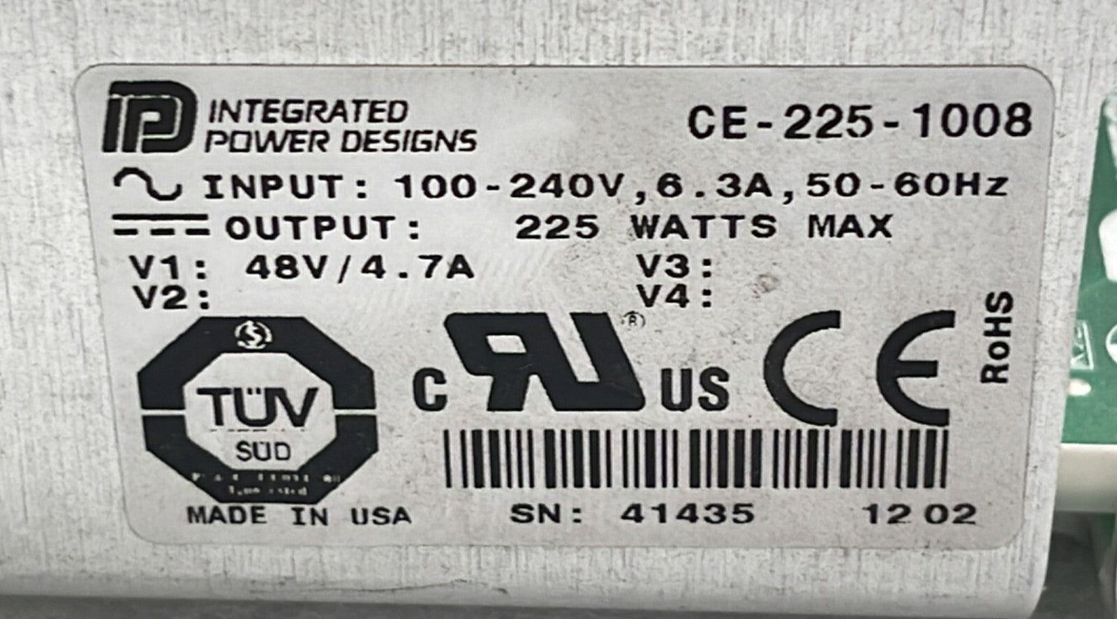 Integrated Power Designs CE-225-1008 Power Supply **AS IS