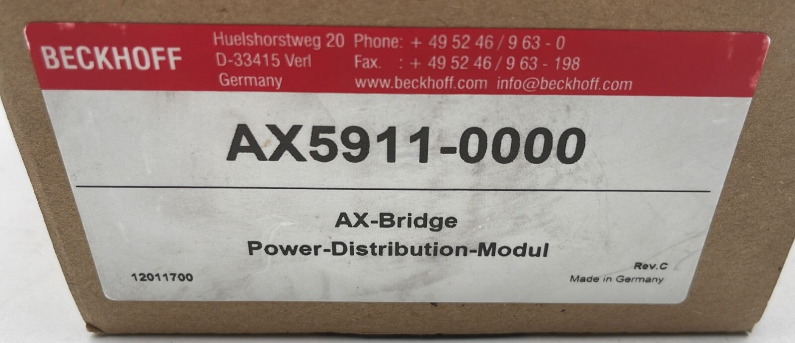 BECKHOFF AX5911 AX-Bridge Power Distribution Modul