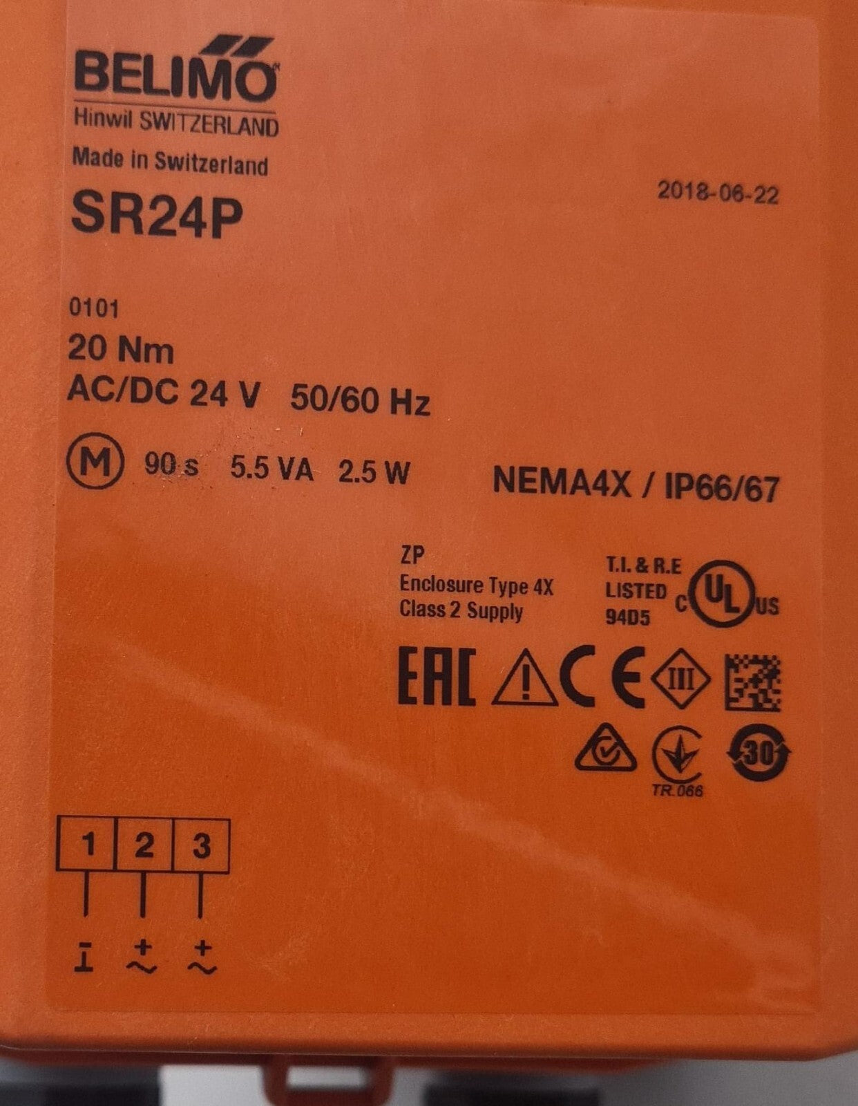 BELIMO SR24P R3020-BL2+SR24P Rotary actuator 20Nm 24V AC/DC