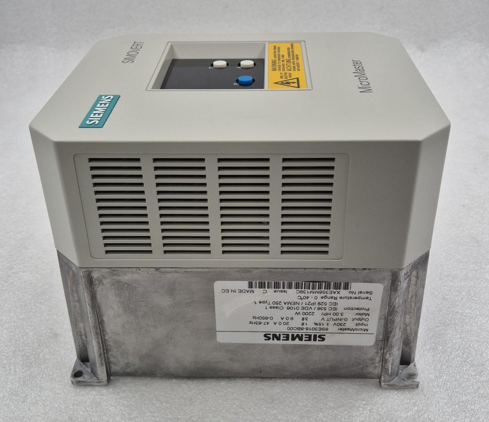 SIEMENS SIMOVERT MicroMaster 6SE3018-8BC00 230V 3HP 2200W Issue C
