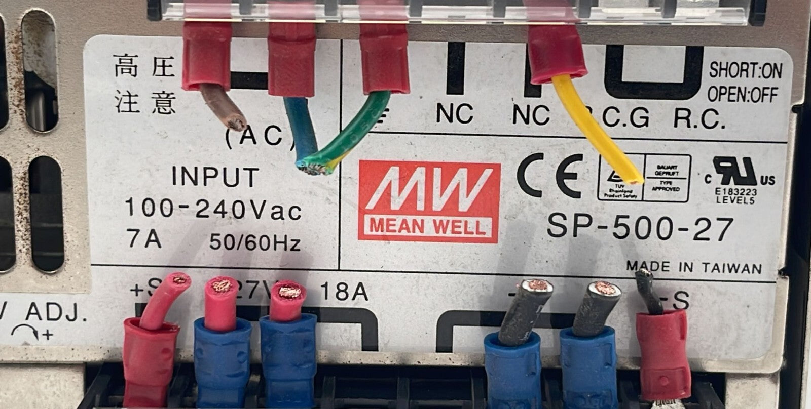 MEAN WELL SP-500-27 Power Supply 240V 4A 50/60Hz