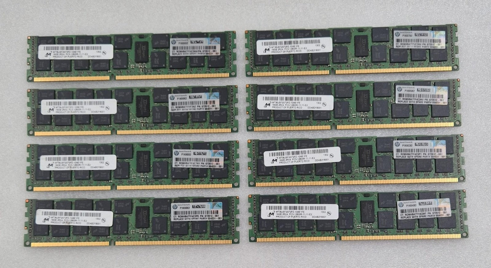Lot 8 Micron 16GB PC3-12800R MT36JSF2G72PZ-1G6E1FE HP RAM