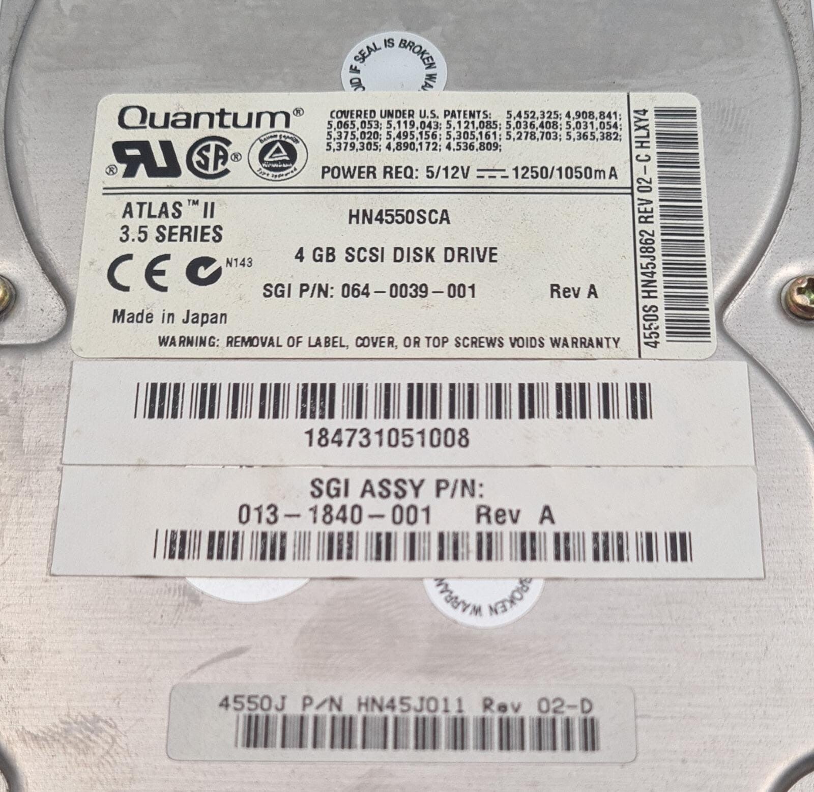 Quantum Atlas II 064-0039-001 HN4550SCA 4GB SCSI DISK DRIVE for SGI OCTANE