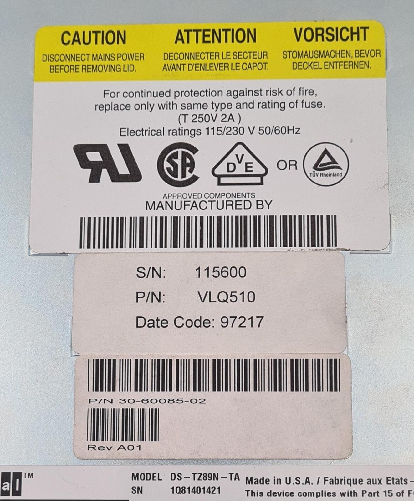 Digital DLT DS-TZ89N-TA DLT7000 SCSI External Tabletop Drive Module