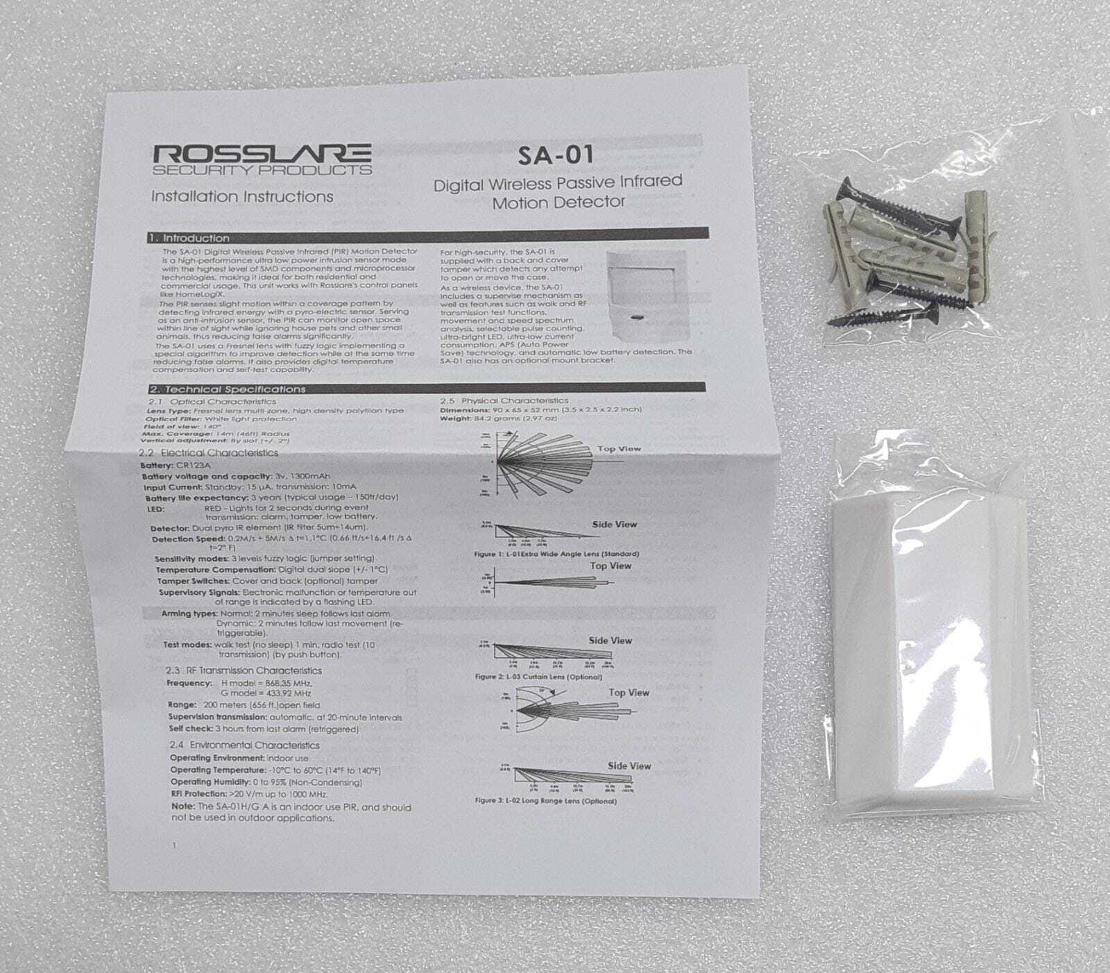 ROSSLARE SECURITY SA-01 Wireless Passive InfraRed Detector 433.92MHz