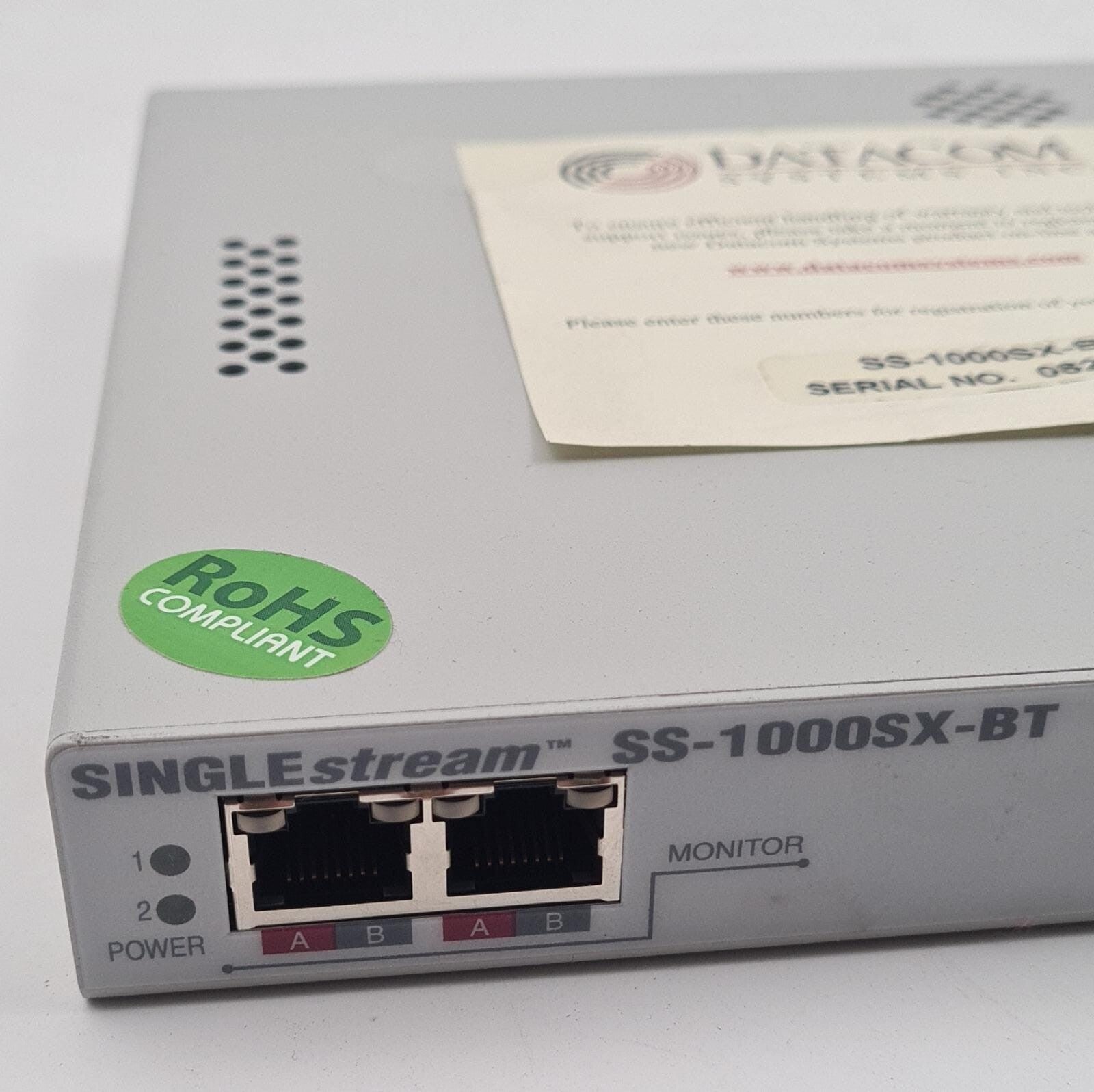DATACOM SINGLE Stream SS-1000SX-BT TAP SPLITTER 10MB LAN, 100MB LAN, GigE