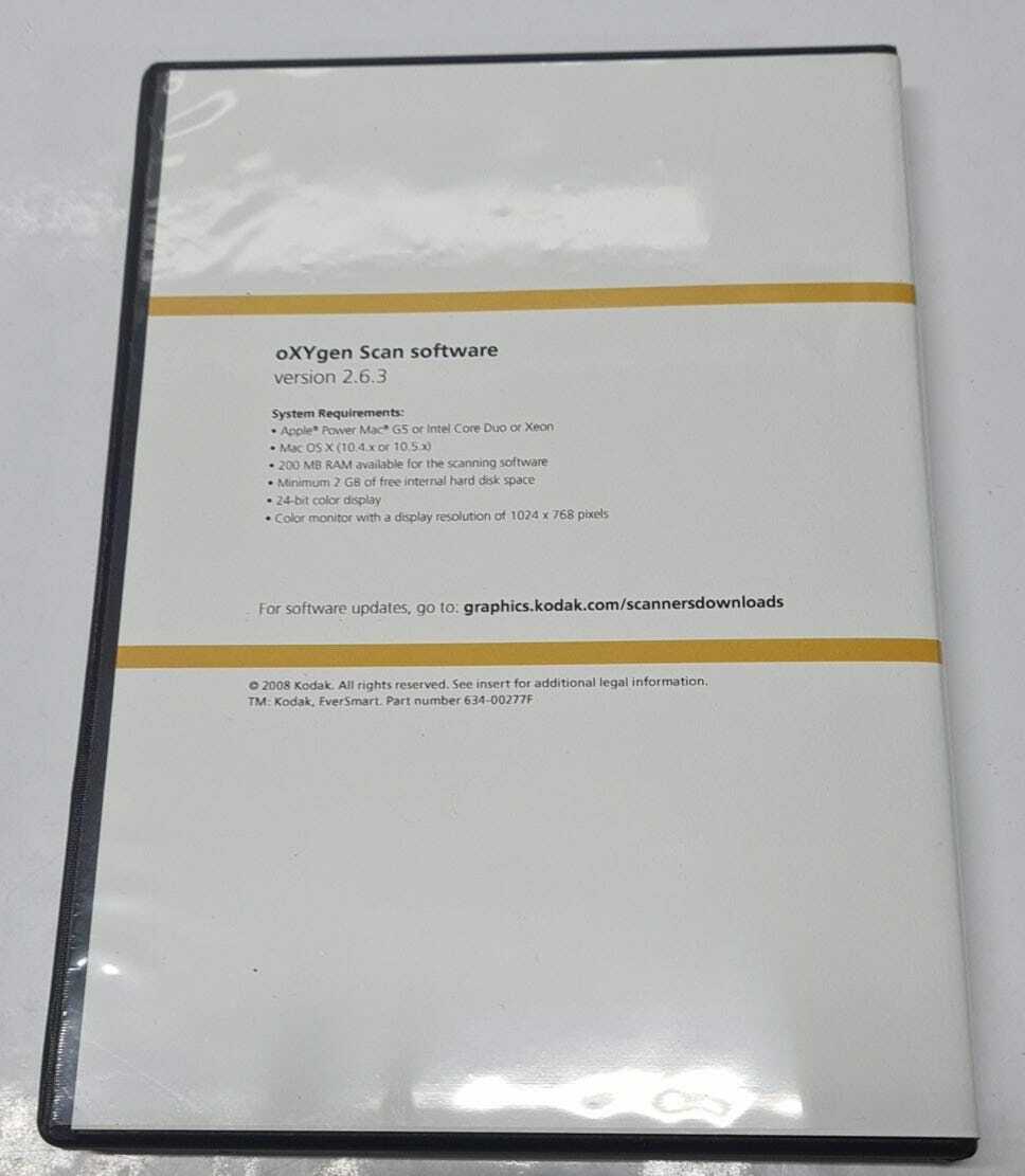 KODAK oXYgen Scan Software For EverSmart Ver. 2.6.3 MAC OS X (10.5.x/10.4.x)
