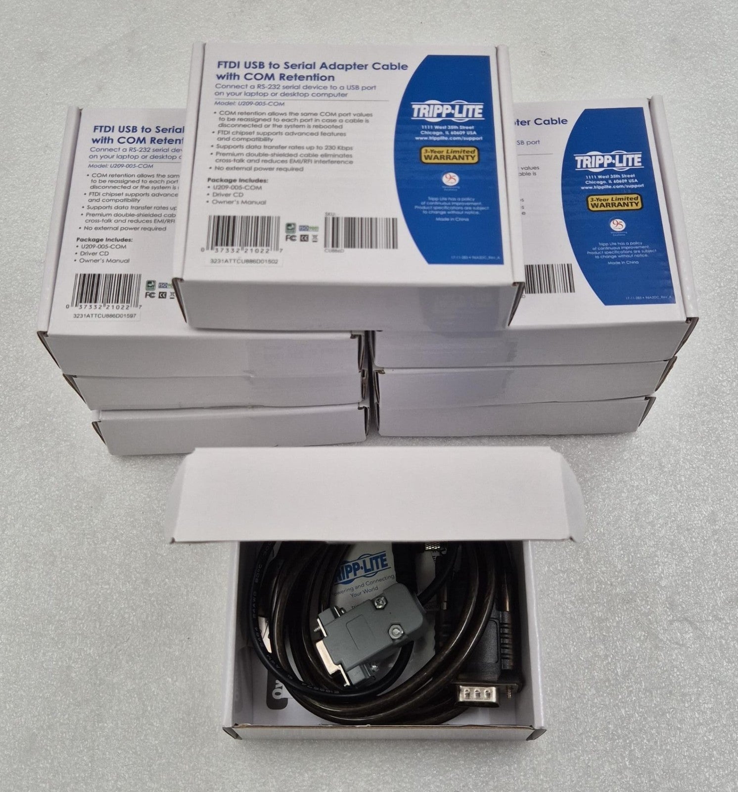 LOT 8- TRIPP-LITE FTDI USB to Serial Adapter Cable W/ COM Retention U209-005-COM