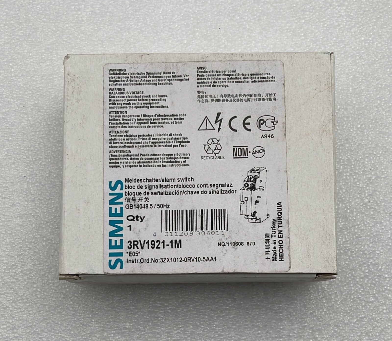 [LOT OF 7] NEW - Siemens 3RV1921-1M Alarm Switch GB14048.5/50Hz