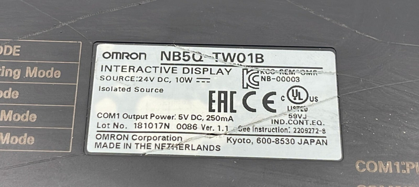 OMRON NB5Q-TW01B Interactive Display Touch Screen Module**AS-IS**