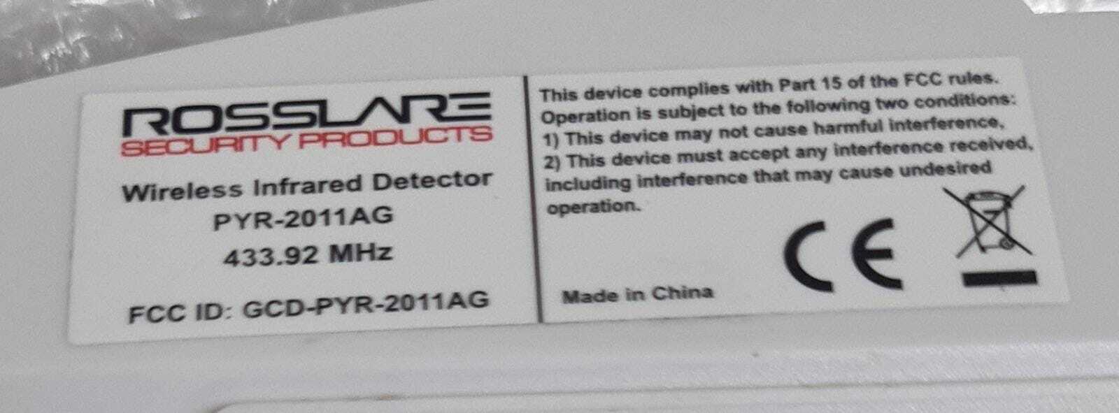 Rosslare PYR-2011AG Advanced Wireless Spherical Lens PIR Detector Infrared