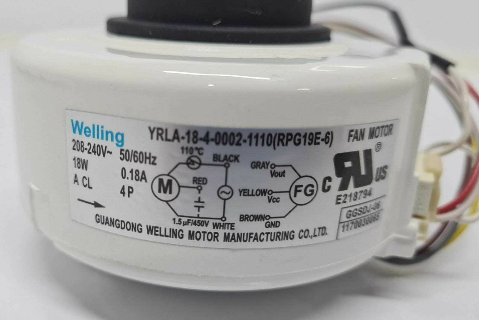 [Lot of 11] Welling YRLA 18-4-0002-1110 RPG19E-6 Fan Motor 208-240V 18W