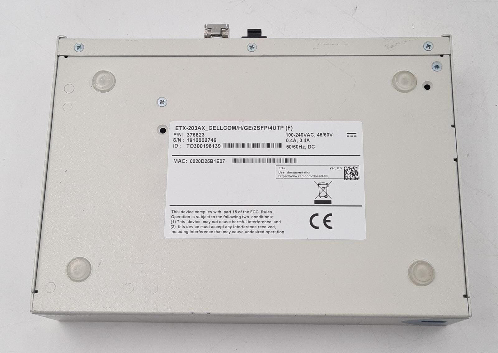 RAD ETX-203AX CELLCOM/H/GE/2SFP/4UTP (F) 376823 SWITCH MODULE 6661950000