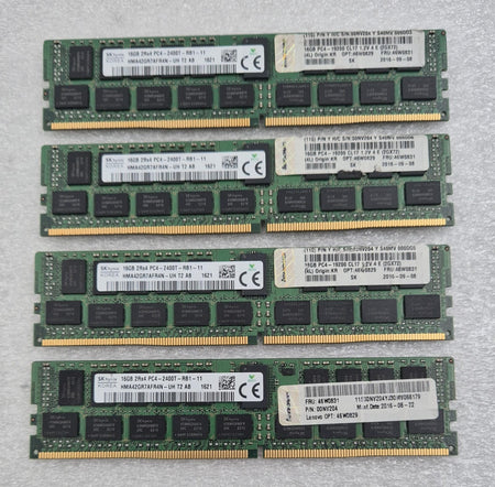 Lot of 4 SK hynix 16GB DDR4 ECC Registered server RAM modules