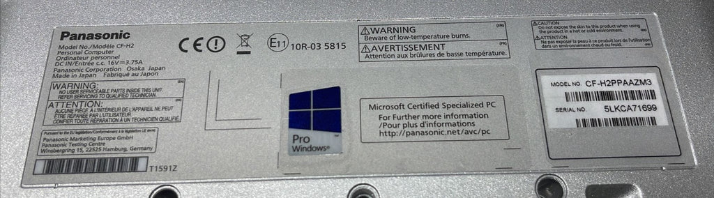 NEW SET - PANASONIC TOUGHBOOK CF-H2 CF-H2PPAAZM3 W/ CORE i5