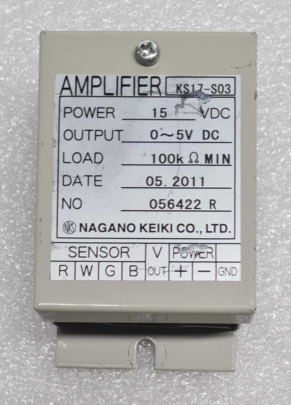 NAGANO KEIKI KS17-S03 NKS 3621-0111-82 AMPLIFIER 15VDC 0-5V 100k ohm