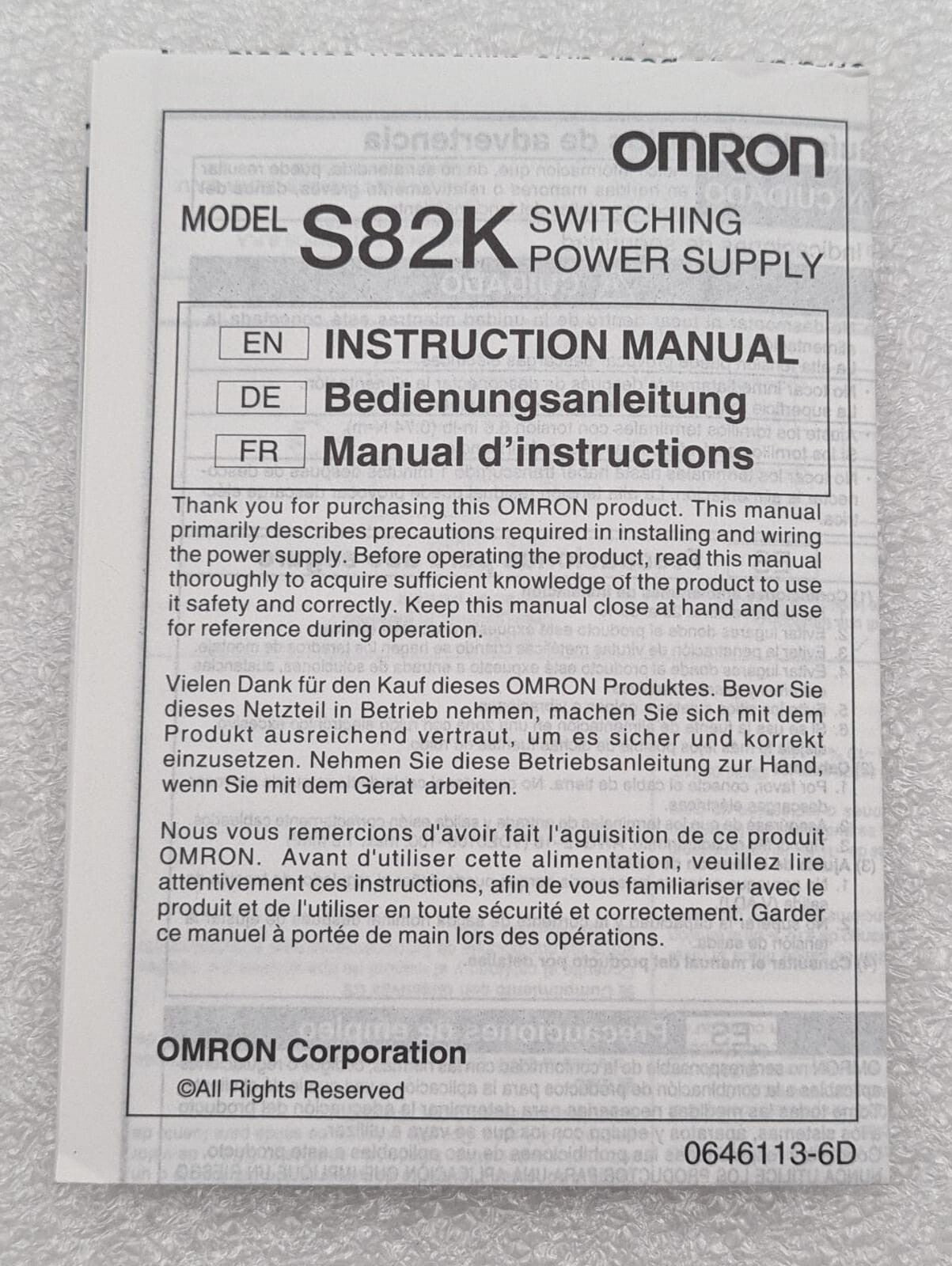 [LOT 3] NEW - OMRON S82K-01524 Switching Power Supply 24V 0.6A 100-240VAC