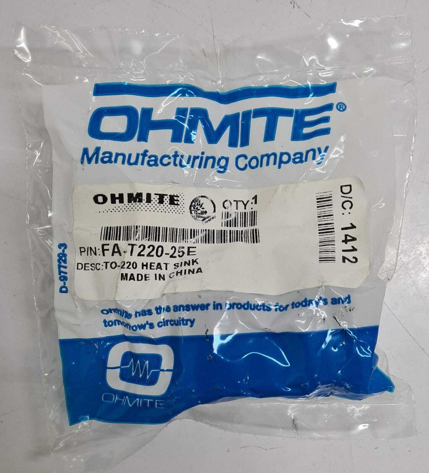 [LOT OF 10] NEW SEALED - OHMITE FA-T220-25E TO-220 HEAT SINK