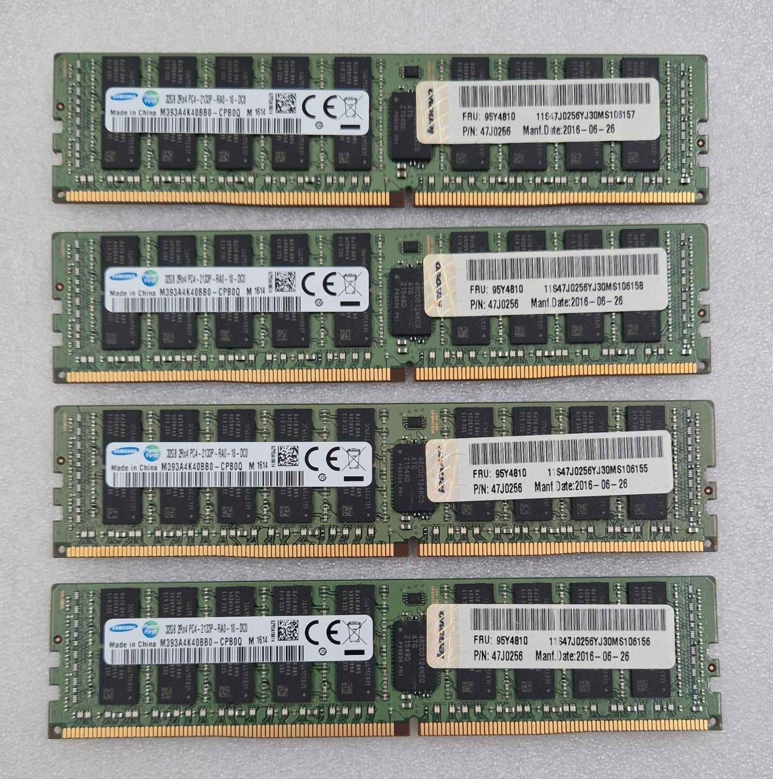 [LOT 4] Samsung 32GB 2Rx4 PC4-2133P M393A4K40BB0-CPB0Q Server Memory RAM LENOVOs