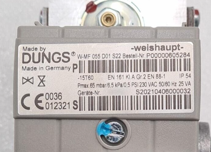DUNGS Weishaupt Control Gas Valve W-MF 055 D01 S22 605284 W/ GW 50 A5/1 **AS-IS