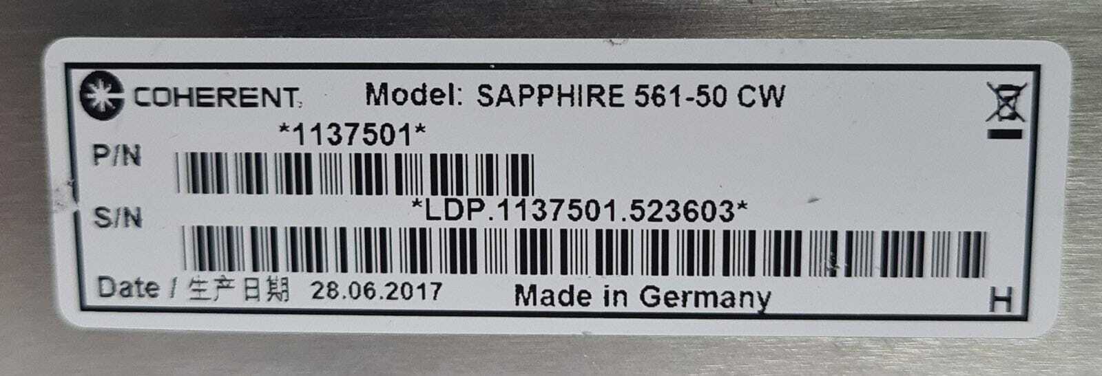 COHERENT Sapphire 561- 50 CW Continuous Wave Laser Head 1137501 - OEM