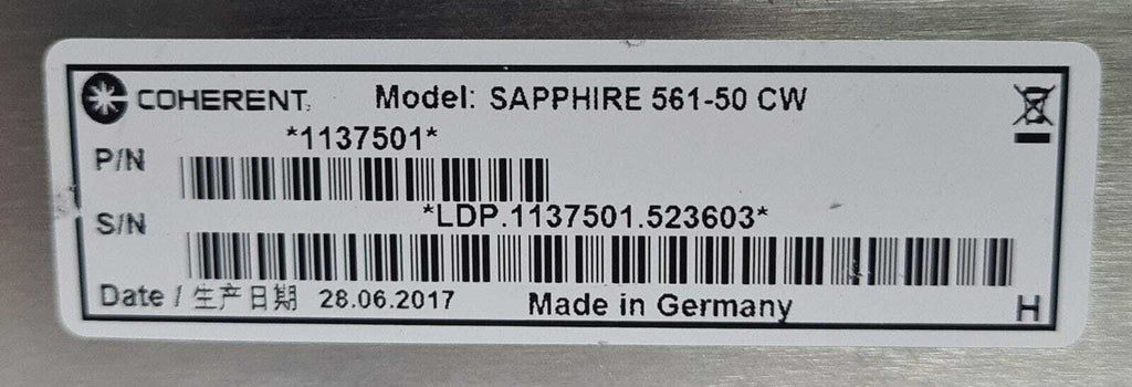 COHERENT Sapphire 561- 50 CW Continuous Wave Laser Head 1137501 - OEM