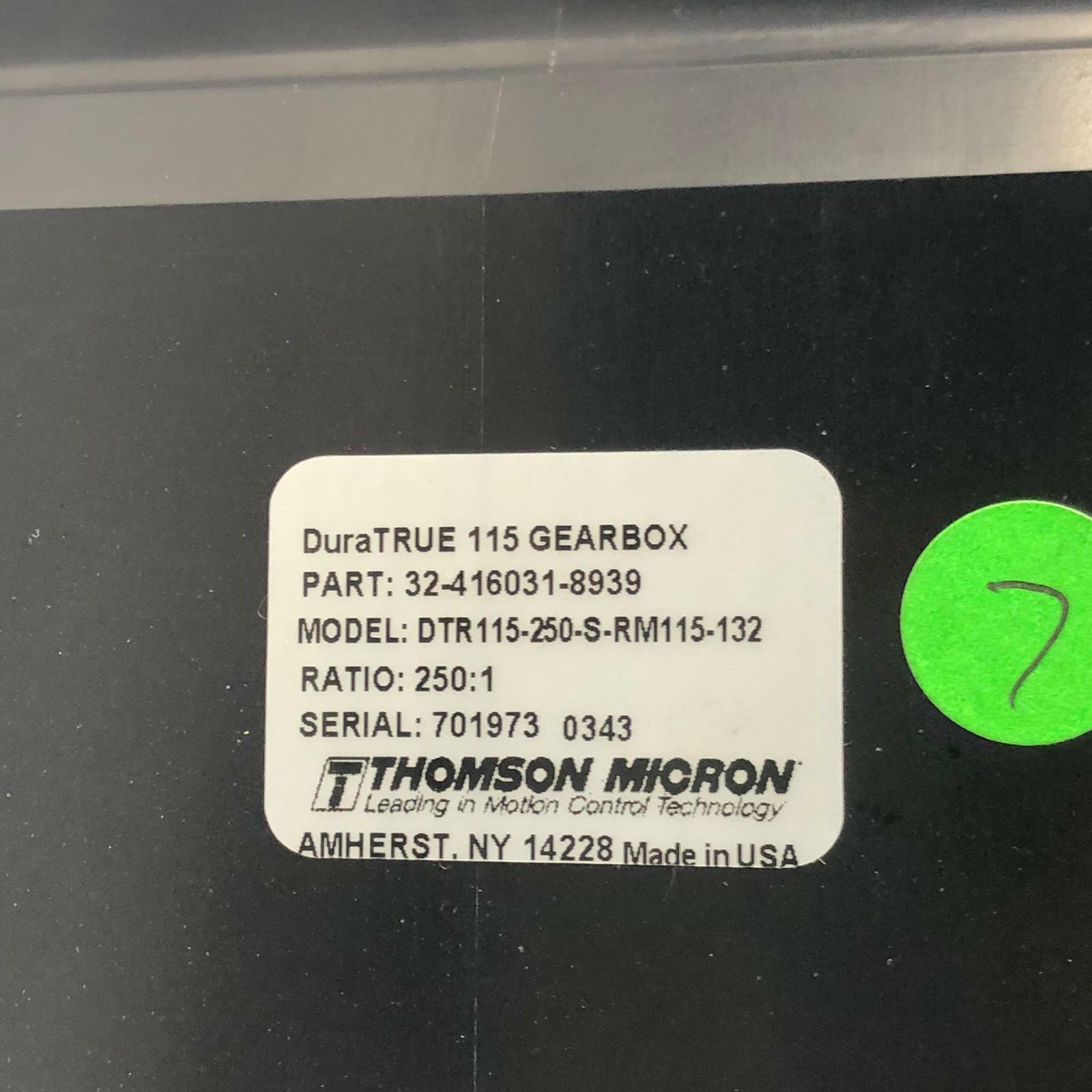Thomson MOTOR DTR115-250-S-RM115-132 32-416031-8939 Duratrue 115 Gearbox 250:1