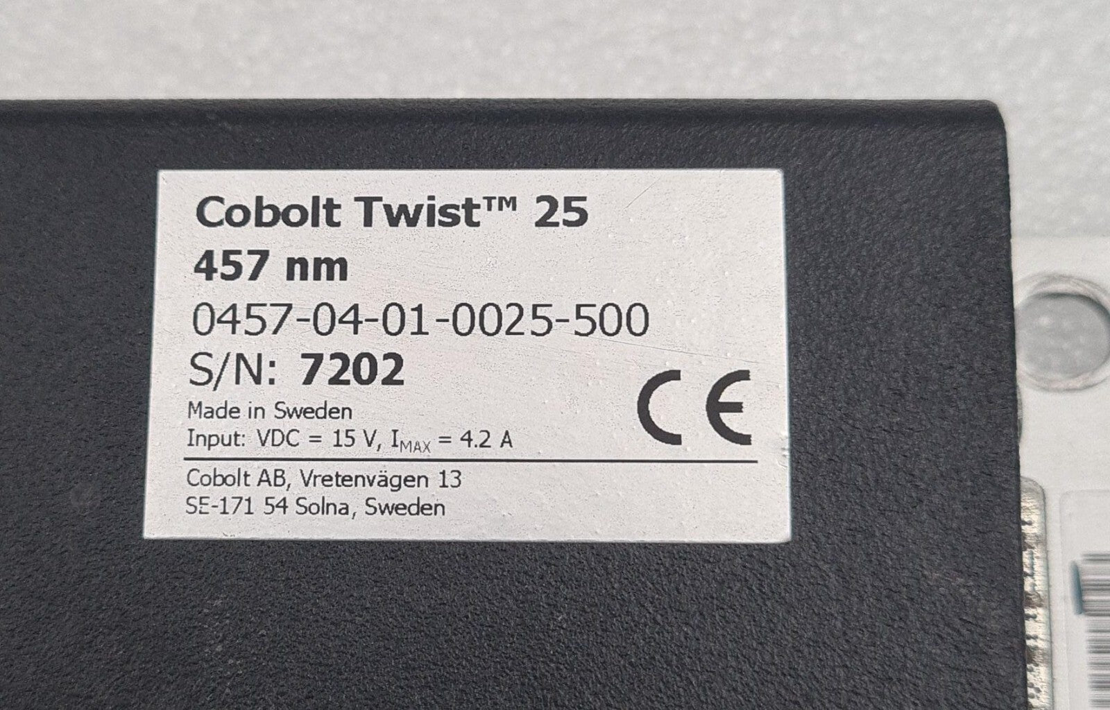 Cobolt Zouk Twist 25 457nm 0457-04-01-0025-500 Gen.5 RS-232 LASER DEVICE