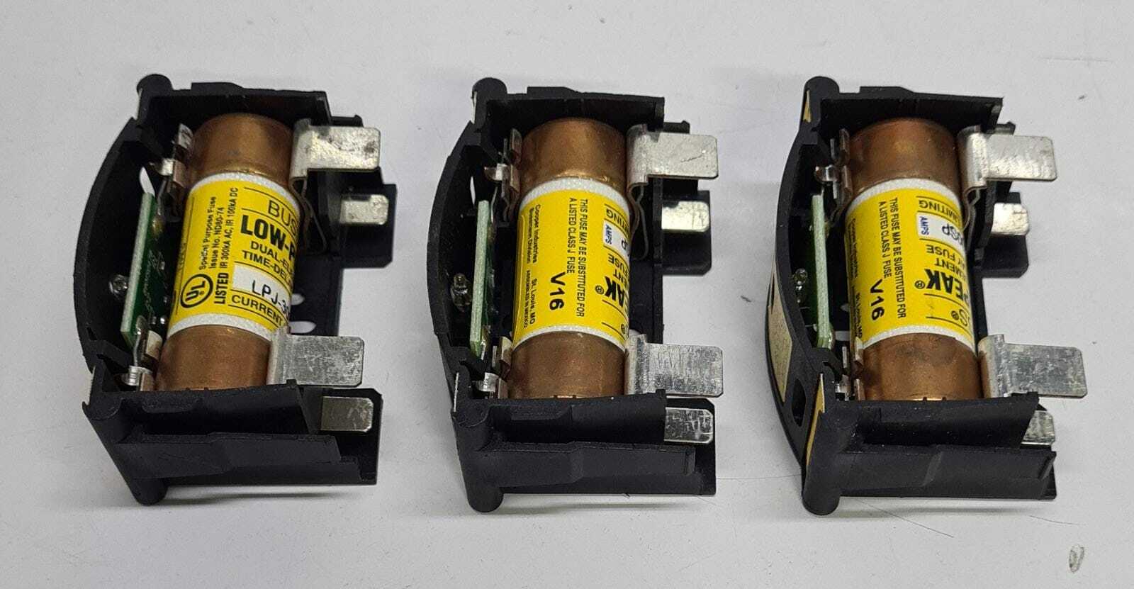 [LOT OF 3] COOPER BUSSMANN JTN60030 Fuse Holder W/ BUSS LPJ-30SP Fuses