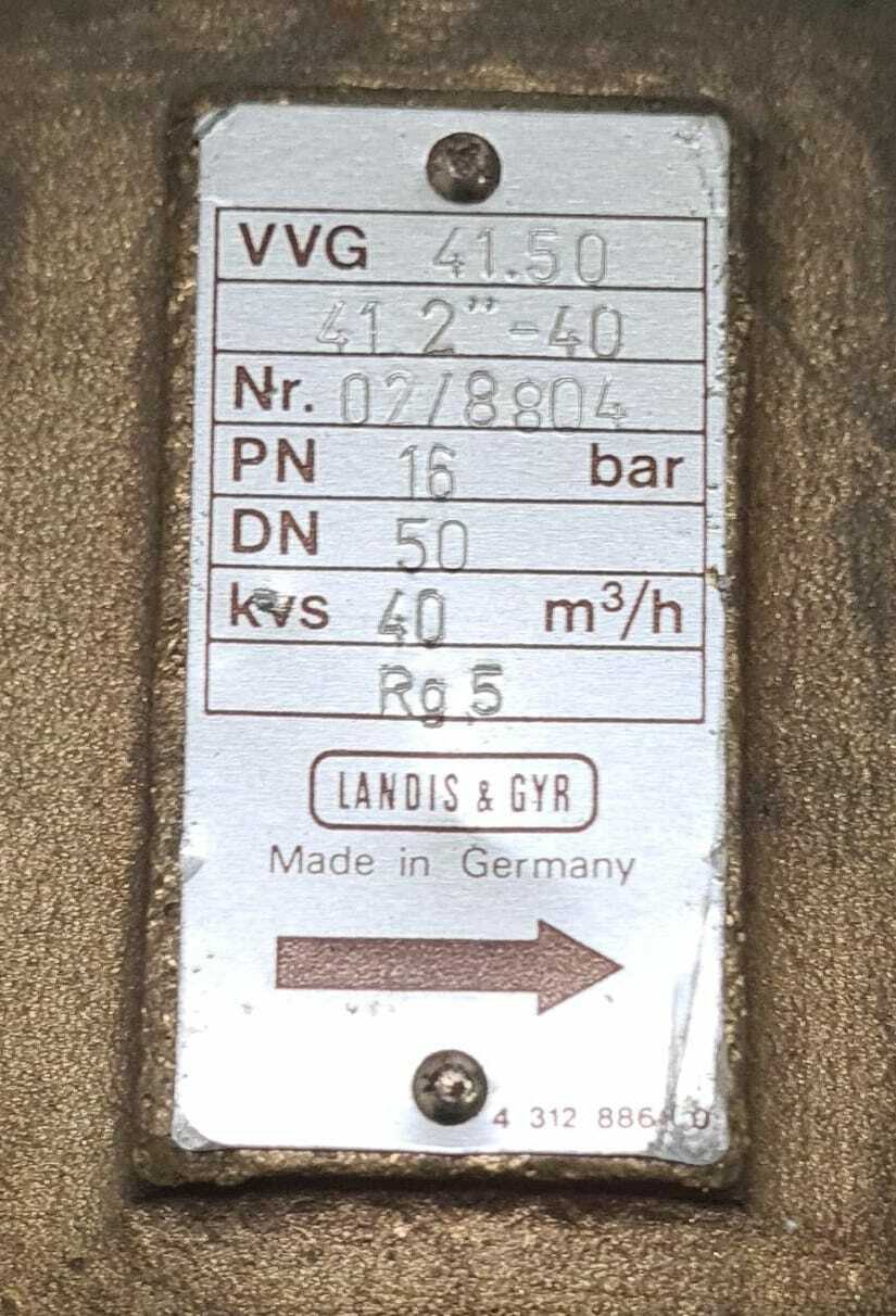 LANDIS & GYR VVG 41.50 VALVE Threaded 2 WAY PN 16 Bar, DN 50, KVS 40, 2 inch