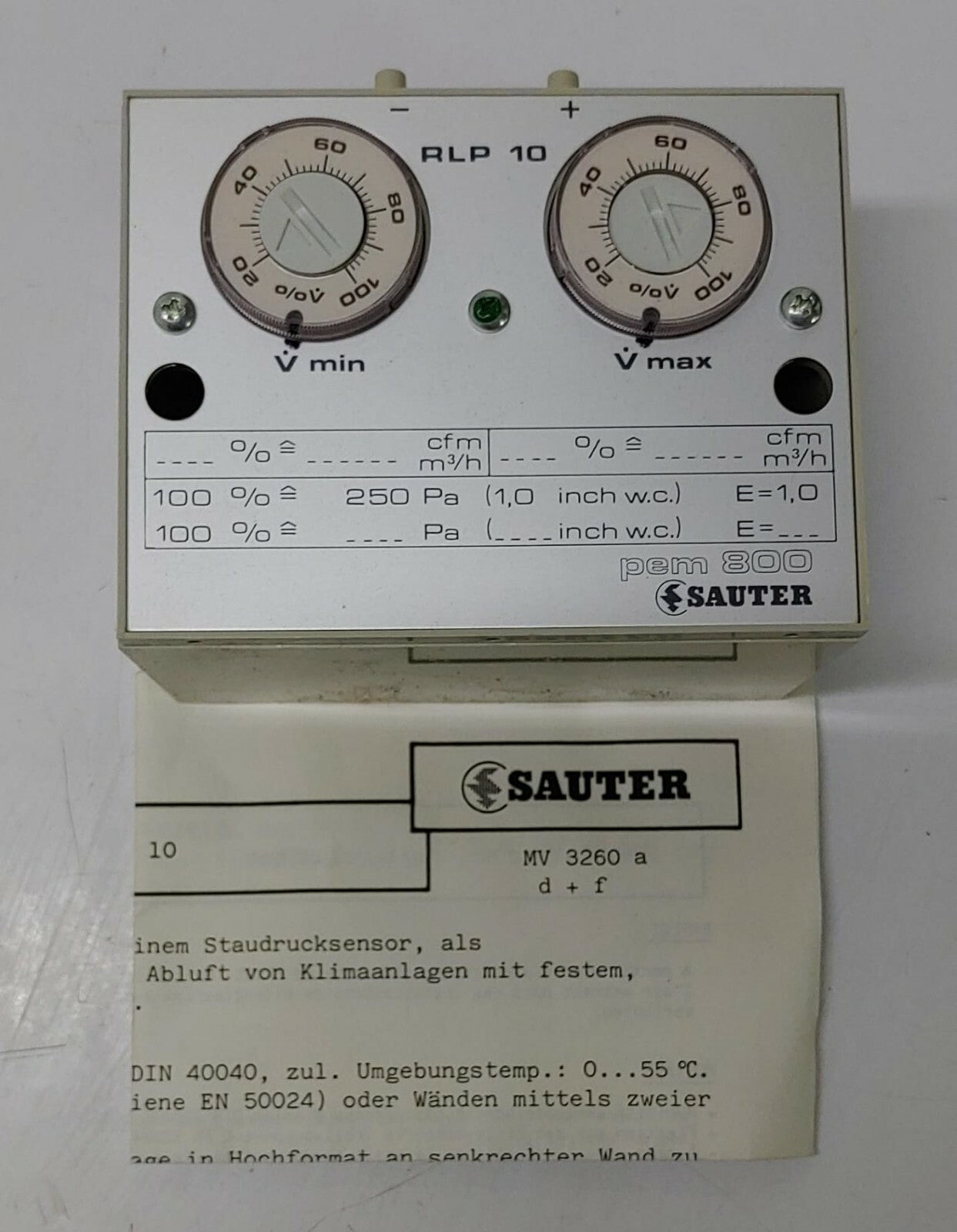 Sauter RLP10 F001 Pneumatic volume flow controller pem 800