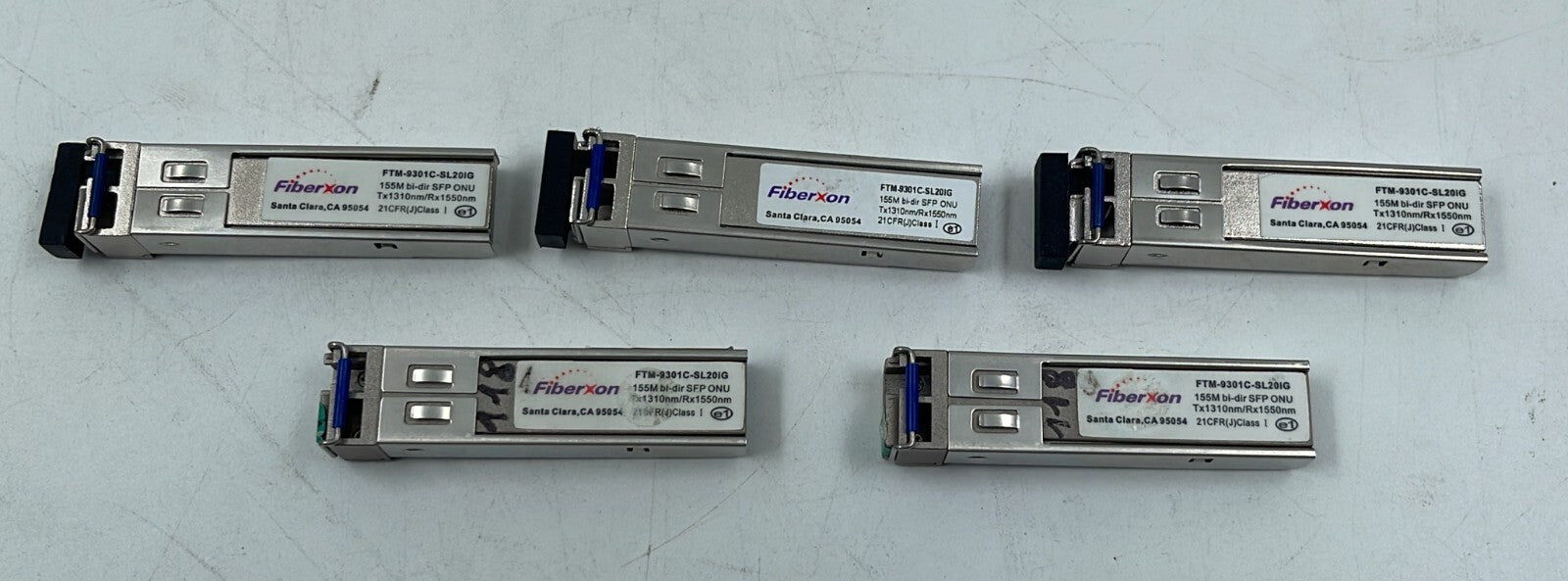 [LOT OF 5] Fiberxon FTM-9301C-SL20IG 155M bi-dir SFP ONU Tx1310nm/Rx1550nm