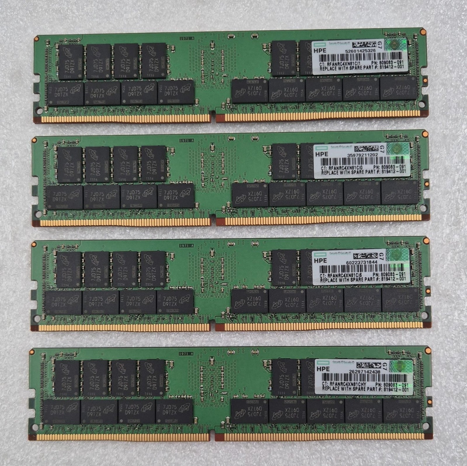 [LOT 4 PCS] MICRON 32GB 2RX4 PC4-2400T MTA36ASF4G72PZ-2G3D1SI Memory RAM -HPE