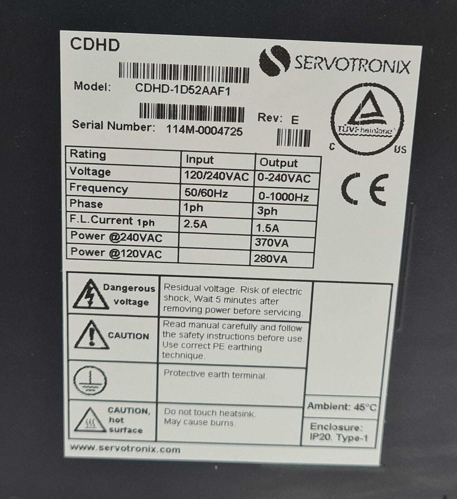 Servotronix Servo Drive CDHD-1D52AAF1