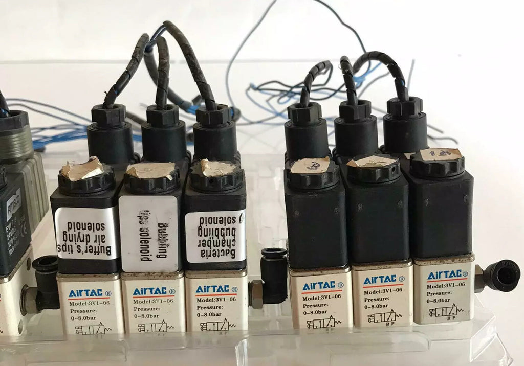 12 Pcs AirTAC 3V1-06 Solenoid Valve Manifold W/ IP65 Solenoid Coil